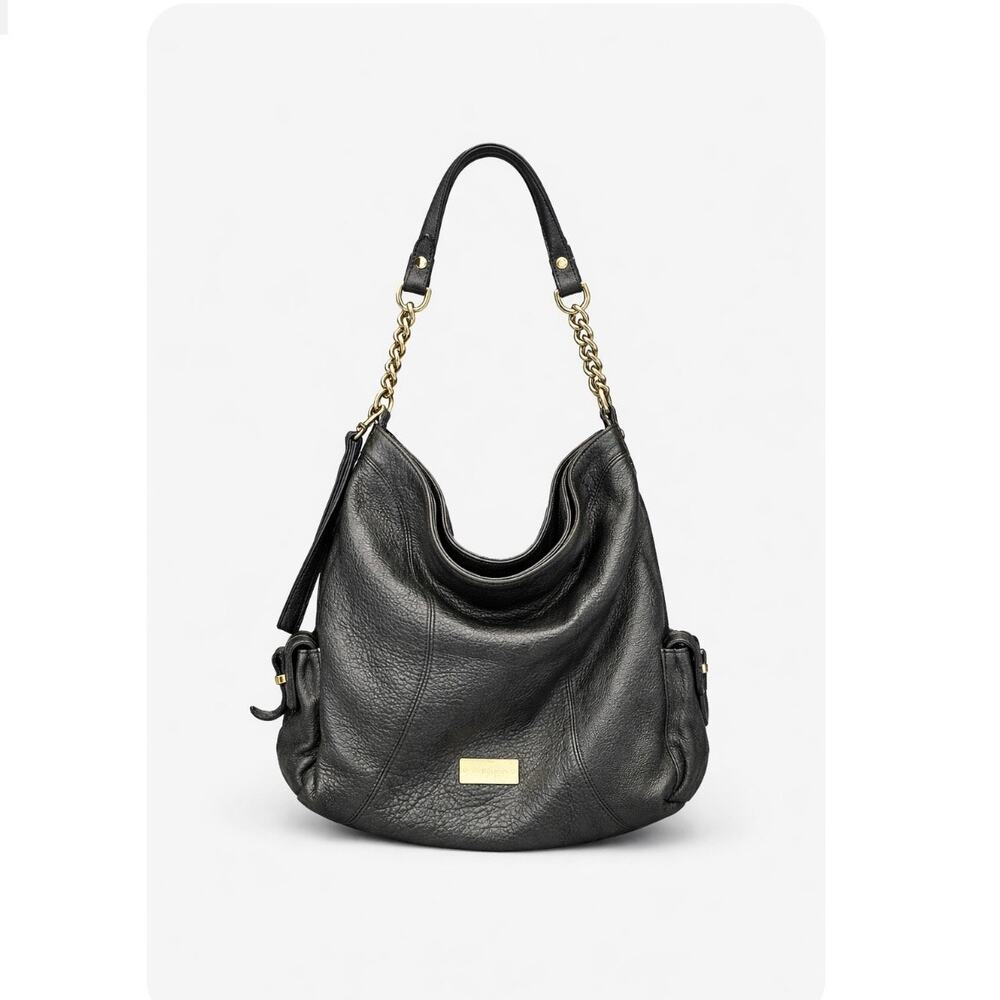 Brahmin Eva Black Pebbled Leather Hobo Shoulder Bag